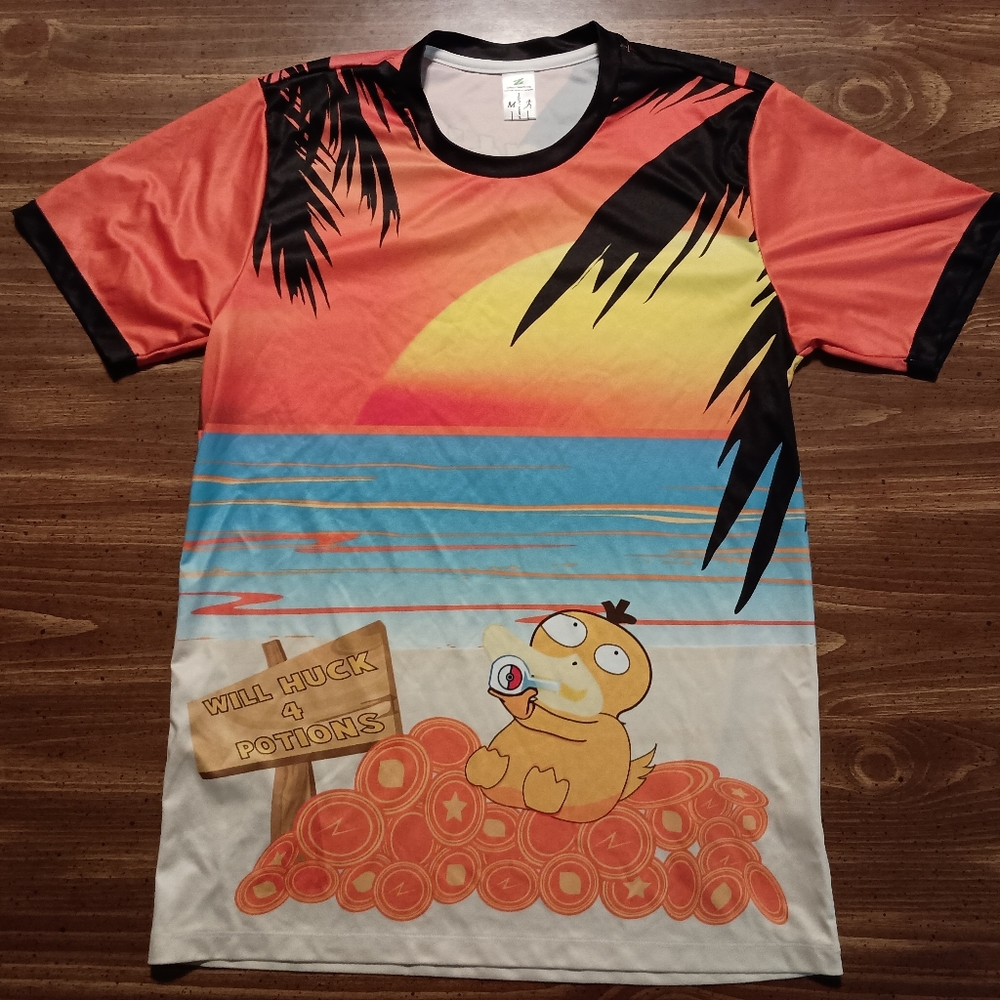 PSYDUCK SOCCER JERSEY T-SHIRT - Medium // Pokemon game sports tee shirt